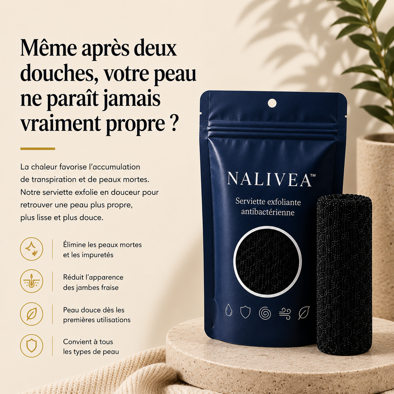 Nalivea Serviette exfoliante antibactérienne