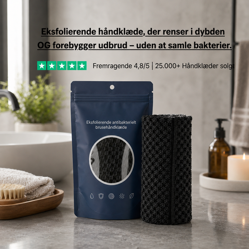 Eksfolierende antibakterielt badehåndklæde